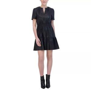 NWT Vigoss Women's Faux Leather Midweight Dress Black Size XL $60 2HL167